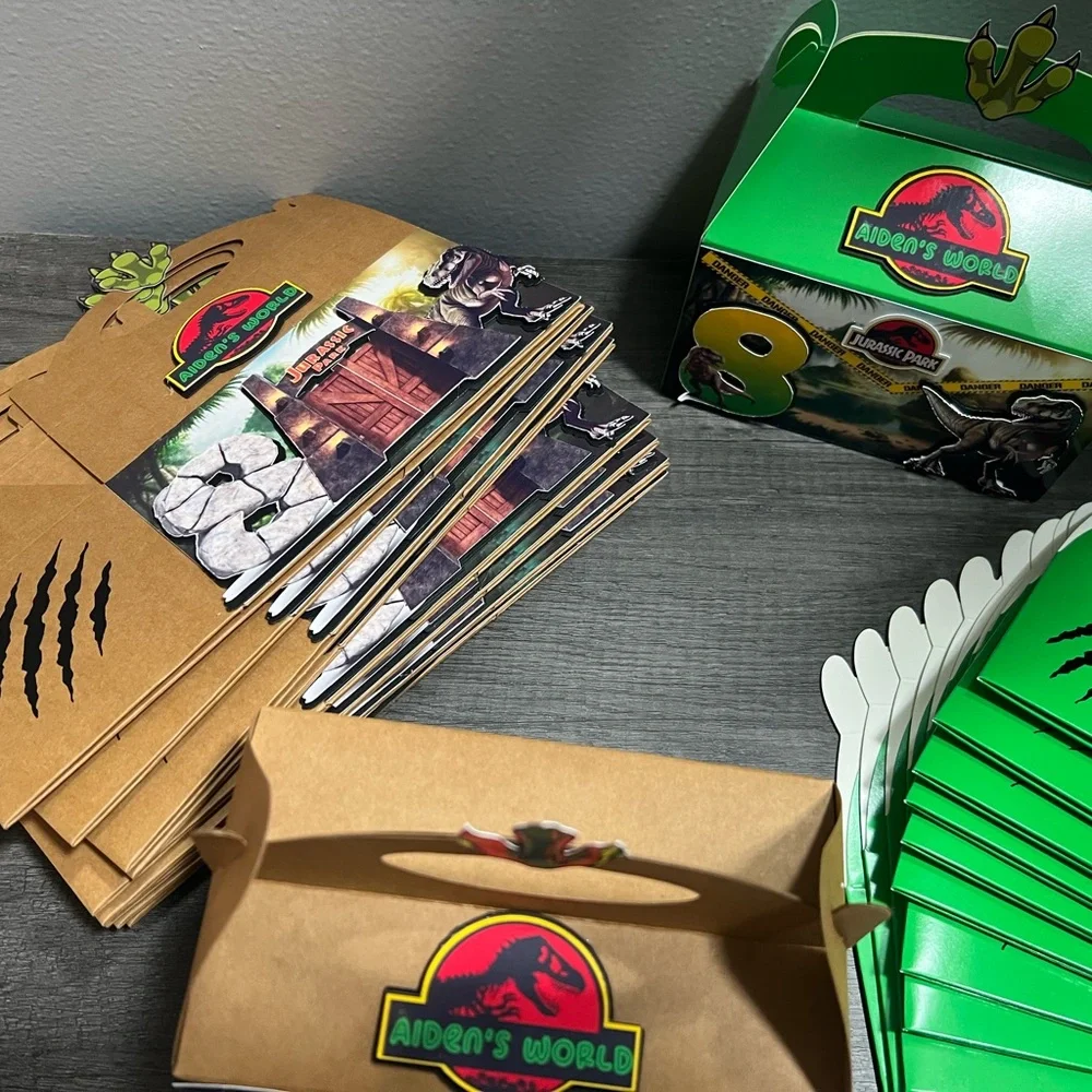 Jurassic Park Green Dinosaur Party Favor Box - Aiden's World